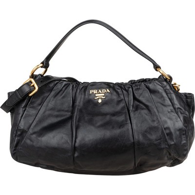 Prada Nappa Leather Gathered Hobo Shoulder Bag Tasche