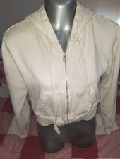 Brandy Melville Cream Zip Up Hoodie - Cropped One Size