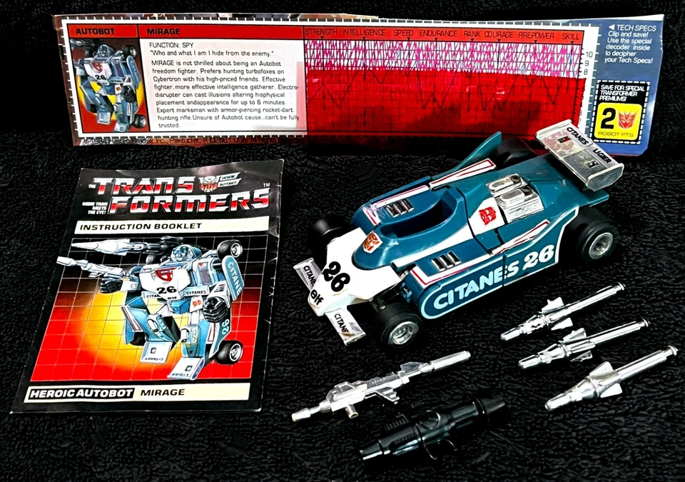 G1 1984 MIRAGE • 100% COMPLETE • PRE RUB TECH SPEC #2 • VINTAGE G1 TRANSFORMERS - Image 2 of 4