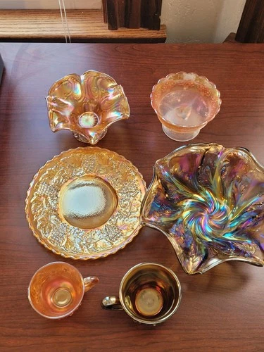 Carnival Glass 6 Piece Lot AS IS