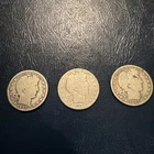 3 Barber Silver Half Dollars, 90% Silver Coins, 1907-o, 1912-d and 1915-s