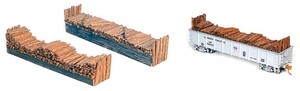 HO CUSTOM - TIE LOAD FOR ROUNDHOUSE (MDC) 40' FLAT CAR (LOT OF 2) - ASSEMBLED #1