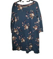 JOULES Allie Dress Size 18 Swing Jersey Pockets Floral Blue Stretch Cotton