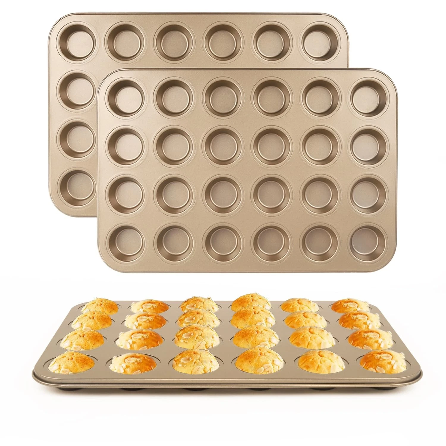 Nsmykhg 24Cup Nonstick Mini Cupcake & Muffin Pans Carbon Steel Baking Pans, ...