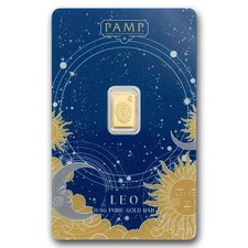 PAMP  0,5 Gramm Gold  999.9 Sternzeichen Löwe im Blister