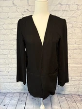 Sophie Rue | Black Deep V Tunic Blazer | Long Sleeve Open Front | Sz XL | EUC