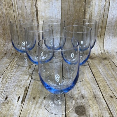 Set of 6 Libbey Montibello Misty Blue Iced Tea Goblets   Vintage Glassware