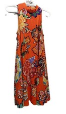 Anthropologie Maeve Silk Women's Med Swing Dress Larhill Orange  Resort Cruise 