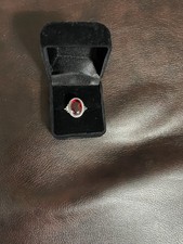 4 Carat Garnet And Sterling Silver Ring. Size 5. New In Black Velvet Box.