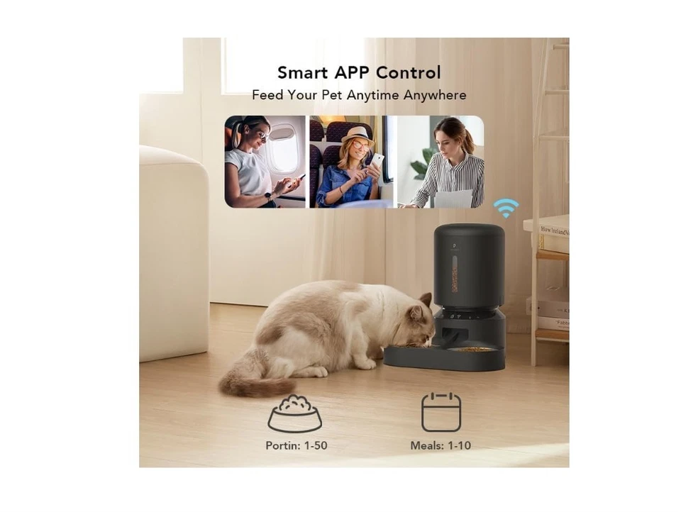 PETLIBRO PETLIBRO Automatic Cat Feeder, WiFi Connected | Black/Dual Bowl - Image 4 of 4