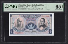 Colombia One Peso Oro 20-7-1972 P404e Uncirculated Grade 65