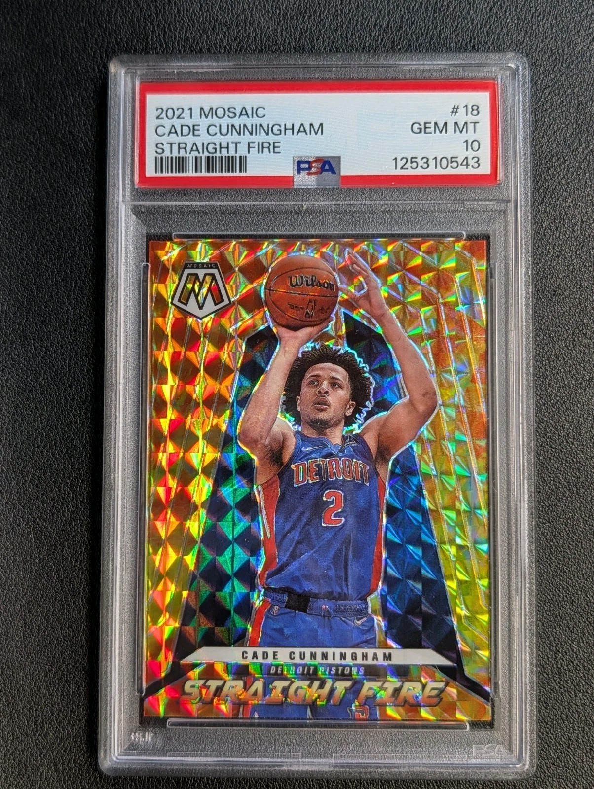 2021-22 Panini Mosaic Cade Cunningham Straight Fire SP Rookie #18 PSA 10