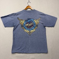 Maui and Sons T-Shirt Mens XL Blue Vintage 90s Rare Shark Surf Graphic USA Made