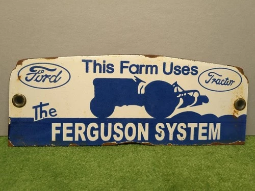 VINTAGE FORD TRACTOR FERGUSON SYSTEM PORCELAIN ENAMEL SIGN
