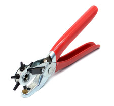 Red 6Size Rotating Leather Punch Belt Hole Tool DIY Hand Craft Kit Accessory