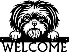 Shih Tzu Detailed Dog Face Welcome Sign or Custom Name