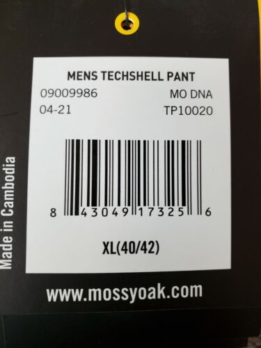 Mossy Oak Tech Shell Hunting Pants, MO. DNA, Men's size 40/42 NWT - Picture 8 of 8