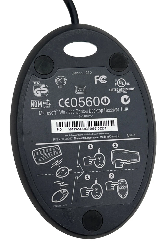 Microsoft Wired Optical Desktop Receiver 1.0A X08-78067 Wired USB Black Oem - Image 4 of 4