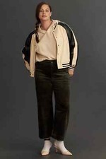 NWT Maeve The Colette Cropped Corduroy Wide Leg Pants Sz 34 Petite Green 7E411