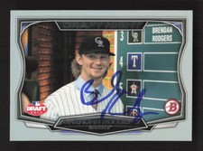 2015 Bowman Draft #DN-1 Brendan Rodgers Draft Night Signed Card IP Auto Rockies