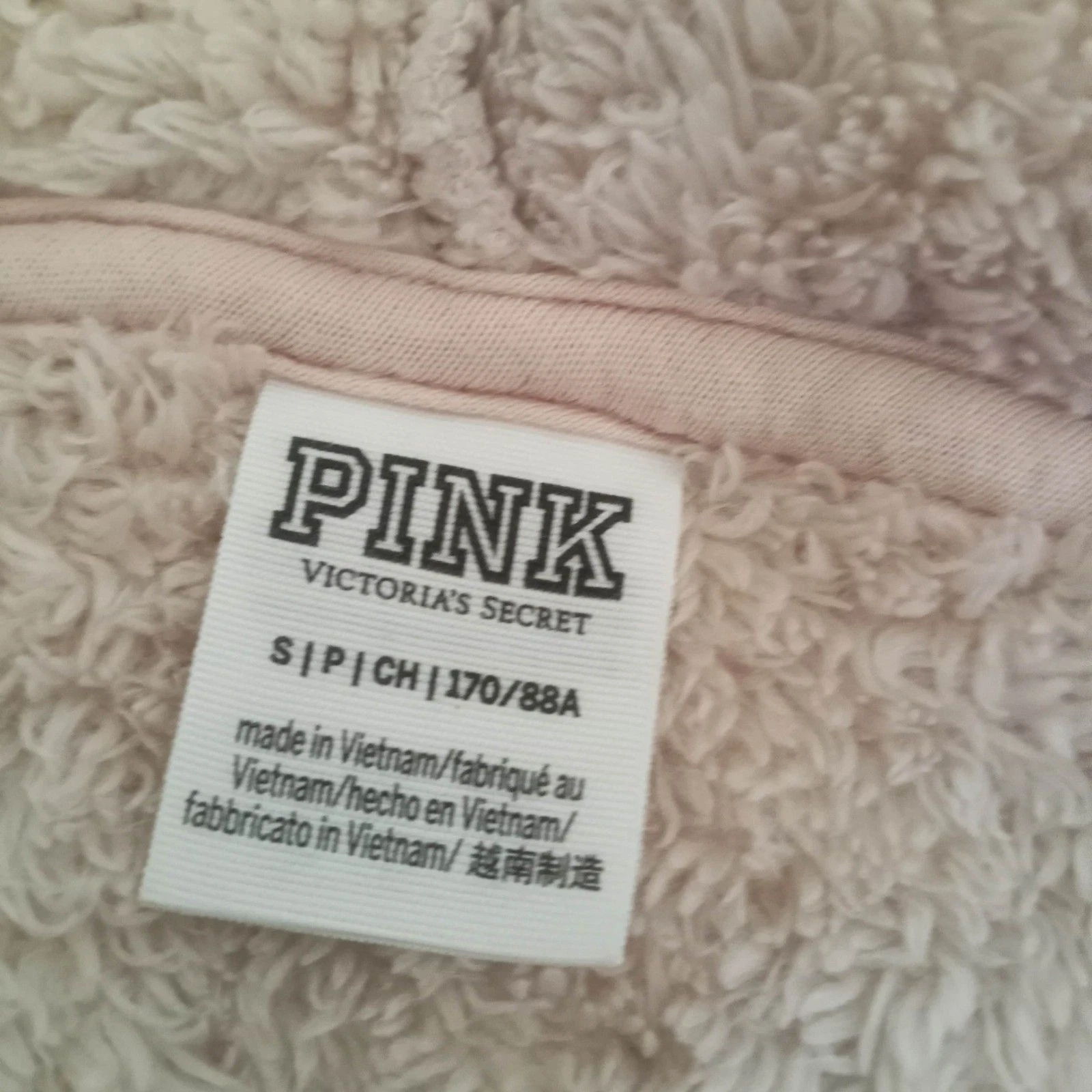 UNDERCOVER Victoria's Secret ROSA Teddy Pullover Felpa con Cappuccio Accogliente Sherpa Tan Nero 1 2 Zip VS S