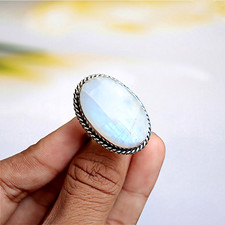 Moonstone Ring 925 Sterling Silver Ring Handmade Gemstone Ring Women's Ring