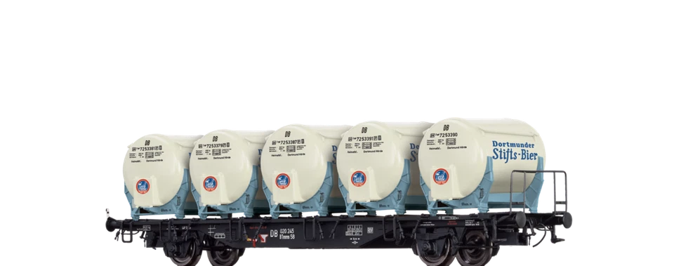 Brawa H0 49116 - Behältertragwagen BTmms 58 der DB, mit Ddikr 612 Sale Neuware