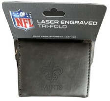 Laser Engraved Tri-Fold Wallet Black New Orleans Saints