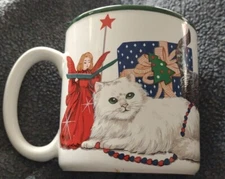 CHRISTMAS CAT MUG by Creative Concepts 1980 - Cats and Angel - Cat Lover's Mug
