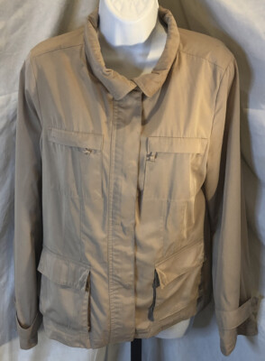Women's Talbots Size 10 Beige Rain Coat Short   Zip/ Snap Up