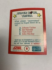 1990 Score The MVPs Mini Super Bowl Trivia #8
