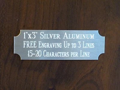 1"x3" SILVER NAME PLATE ART-TROPHIES-GIFT-TAXIDERMY-FLAG CASE FREE ENGRAVED