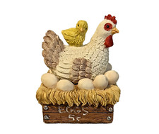 Statuina pollo su nido uova fresche 5 centesimi nido incernierato aperto - usata