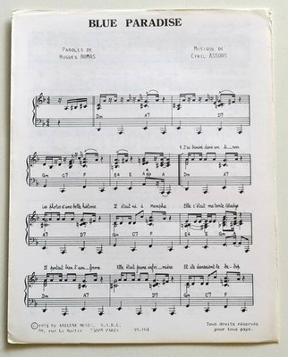 Partition Vintage Sheet Music Mireille Mathieu Blue Paradise 80 S Assous Ebay