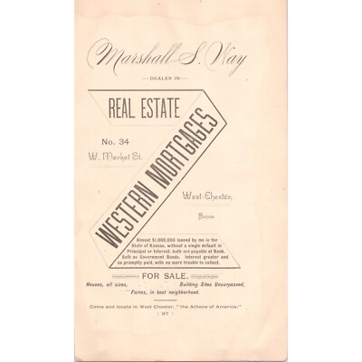 Original 1888 Print Ad - MARSHALL S. WAY - Real Estate - West Chester, PA