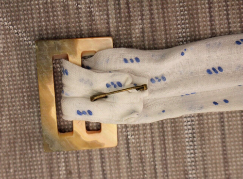 VTG Women's 20s White & Blue Sheer Cotton Shirtwaist Dress W/ Belt Sz L 1920s - Picture 22 of 23