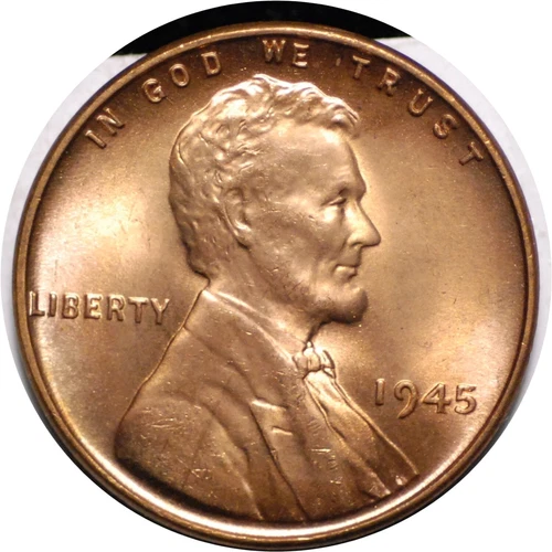 1945-P Lincoln cent - Near Gem BU RED  #316