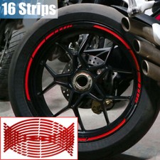 16pcs Motorcycle Red Reflective Sticker Car Wheel Hub Rim Stripes Tape Decal DIY