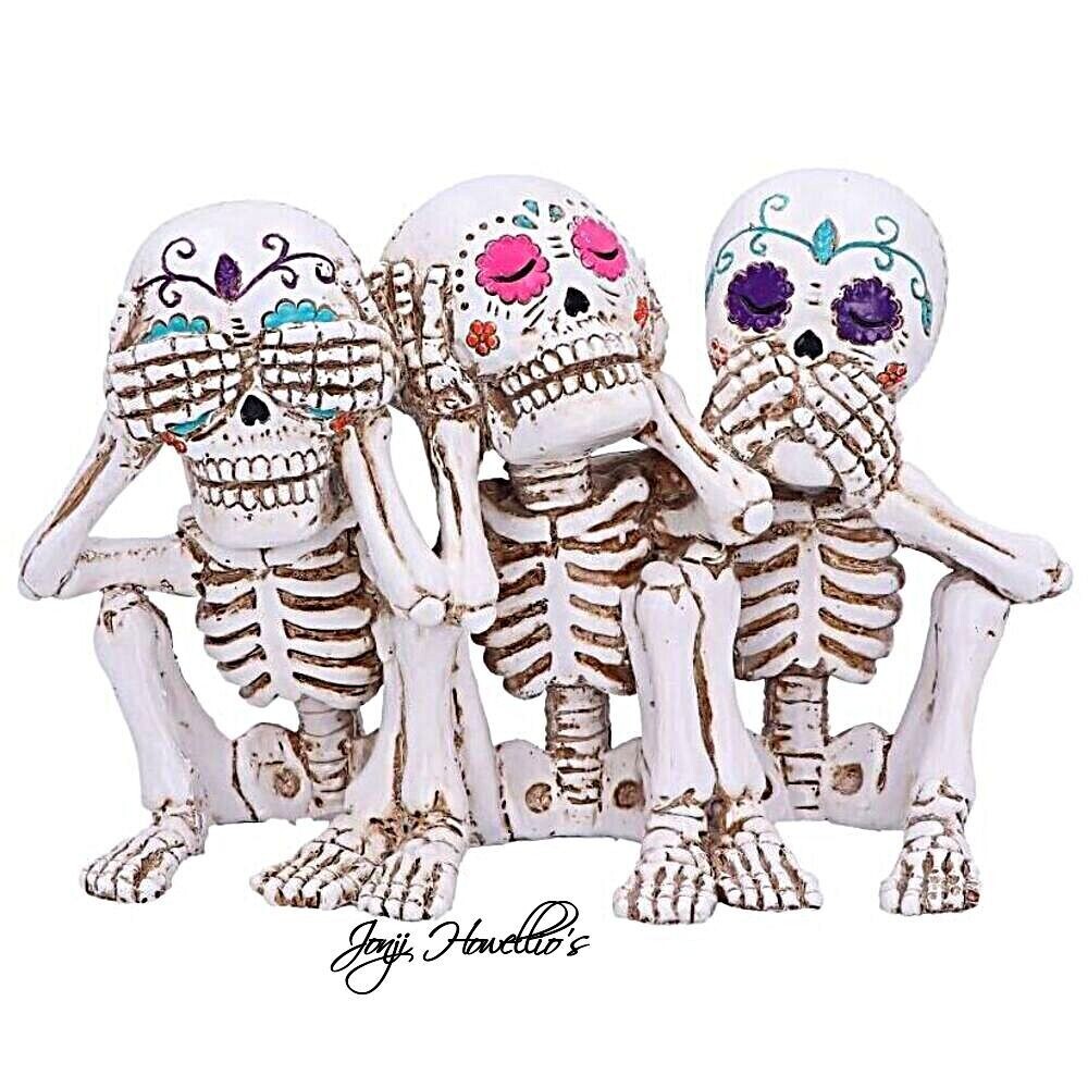 Nemesis Now Three Wise Calaveras Skeletons Day of The Dead Gothic Sugar Skull