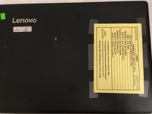Lenovo IdeaPad 110 - 15ACL (MT_80TJ) 15.5 inch used laptop for parts/repair - Picture 2 of 5