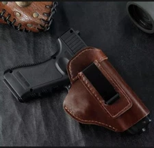 Concealed Cowhide Leather Gun Holster For Glock With Clip Berreta Accessories