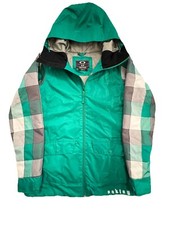 Womens Oakley Green Winter Ski Snowboard Jacket Small Plaid Coat 300 Retail