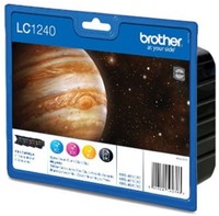 4 Brother Druckerpatronen Tinte LC-1240 Bk / C / M / Y Multipack