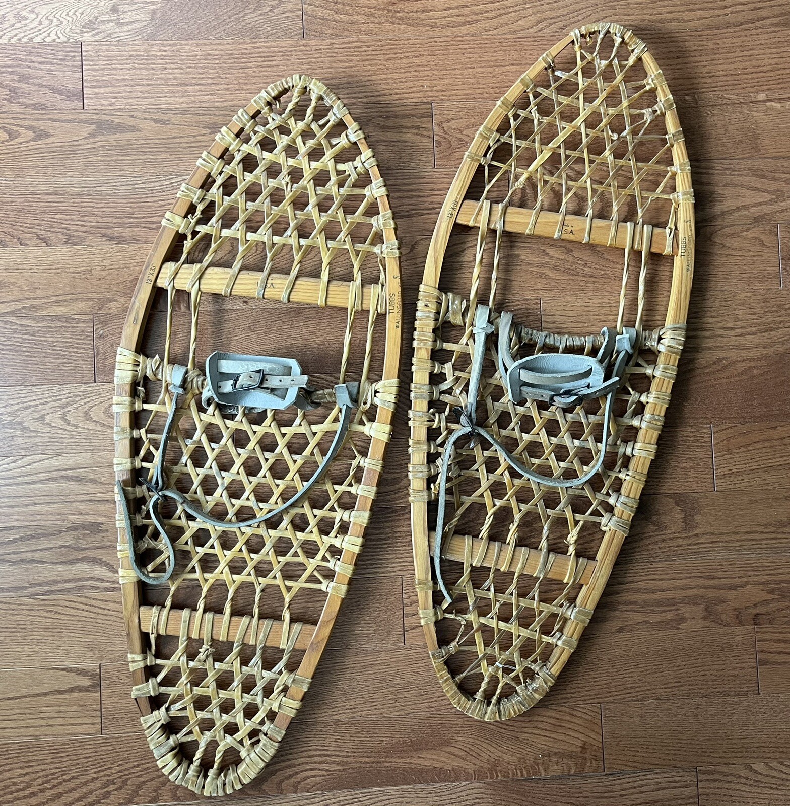 Vintage Tubbs Vermont Wooden Snowshoes 33” x 13” eBay