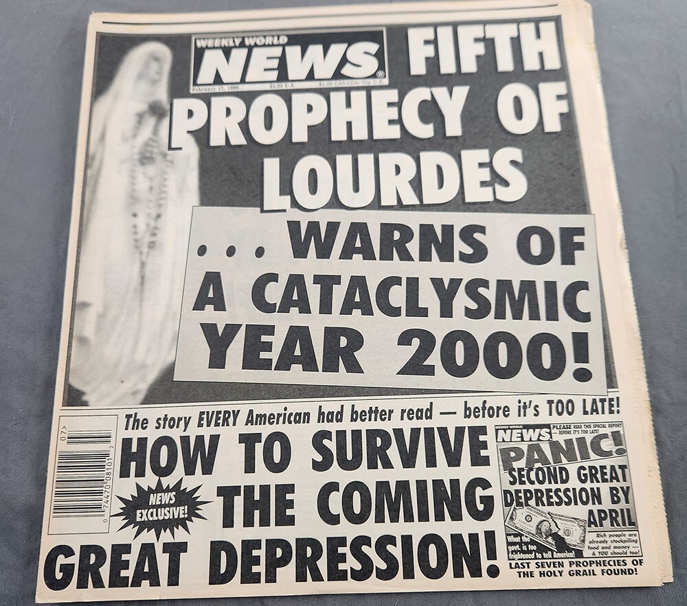 Weekly World News February 17 1998 Prophecies Y2K Apocalypse Satire Tabloid-image