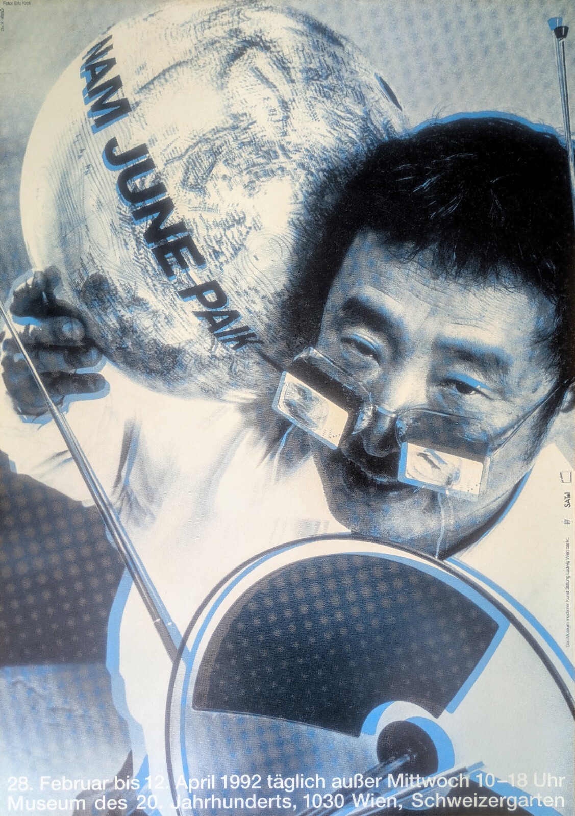 Nam June Paik vintage art exhibition poster, 1992, Vienna, Austria
