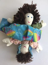 Vintage Awake Asleep 7.5” Topsy Turvy Handmade Cloth Rag Doll Folk Art Primative