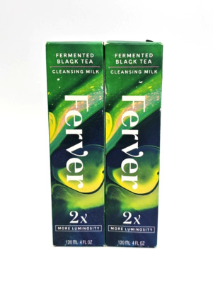2 Pack Ferver Fermented Black Tea Cleansing Milk 2x More Luminosity for Skin 4oz