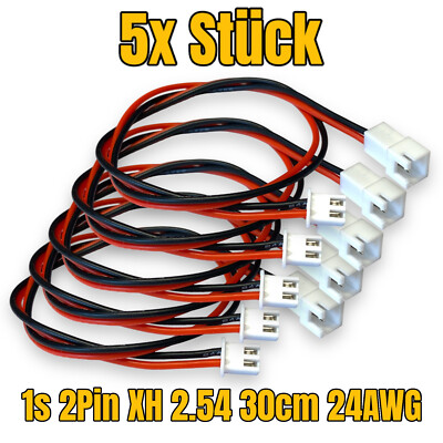   5x 1S 2Pin XH 30cm Balancerkabel Verlängerung Ladekabel JST-XH Lipo Akku 24AWG