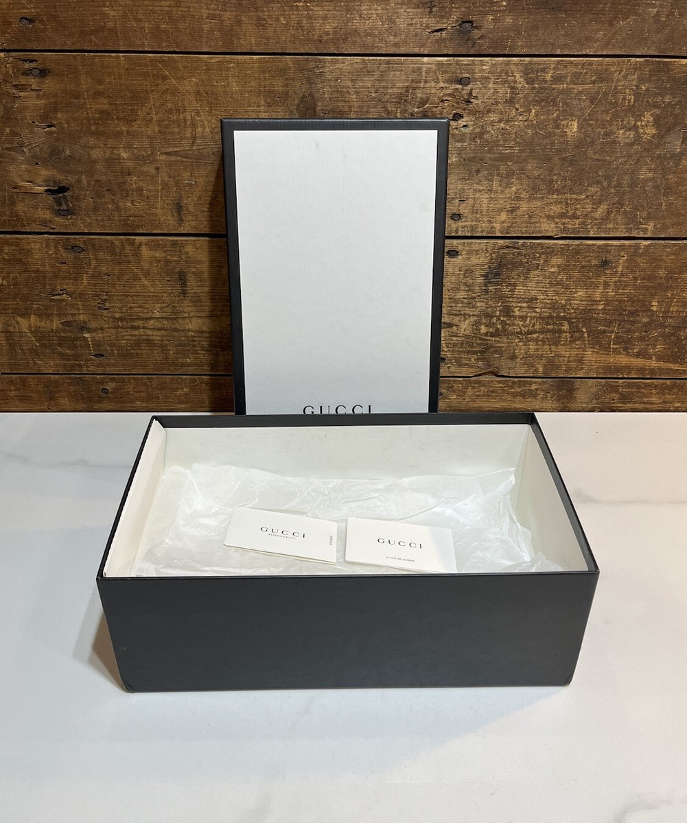 AUTHENTIC GUCCI BLACK WHITE EMPTY STORAGE GIFT BOX 14” x 8 AUTHENTIC GUCCI BLACK WHITE EMPTY STORAGE GIFT BOX 14” x 8